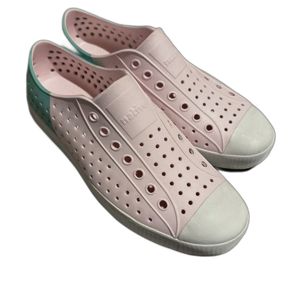 Native Jefferson Slip-On Shoes Unisex M9 / W11 Lightweight Pastel Pink Green